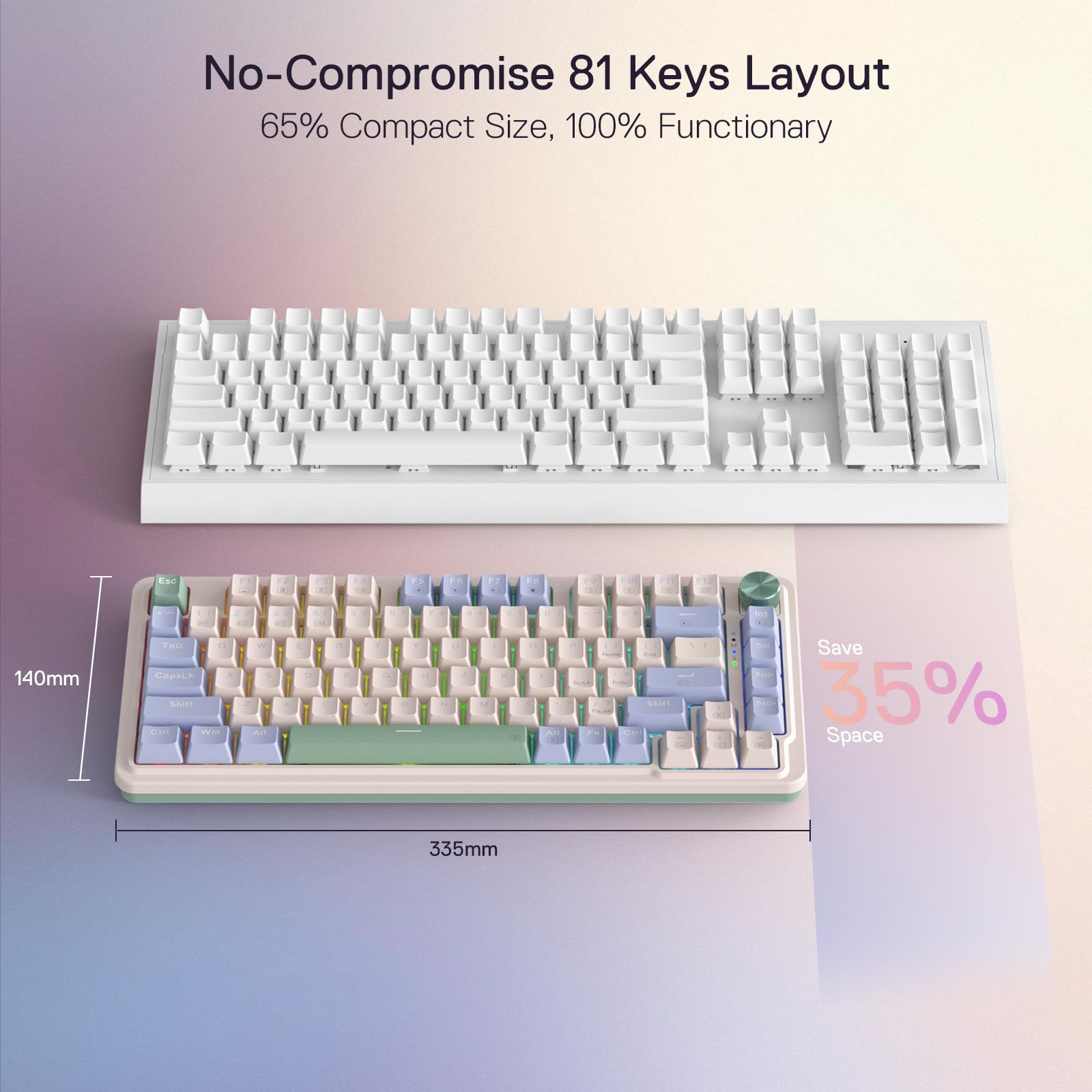 Redragon K673 Pro Wireless RGB Gaming Keyboard with Custom Knob