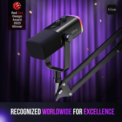 FIFINE AM8T XLR USB Gaming Microphone Kit with Boom Arm