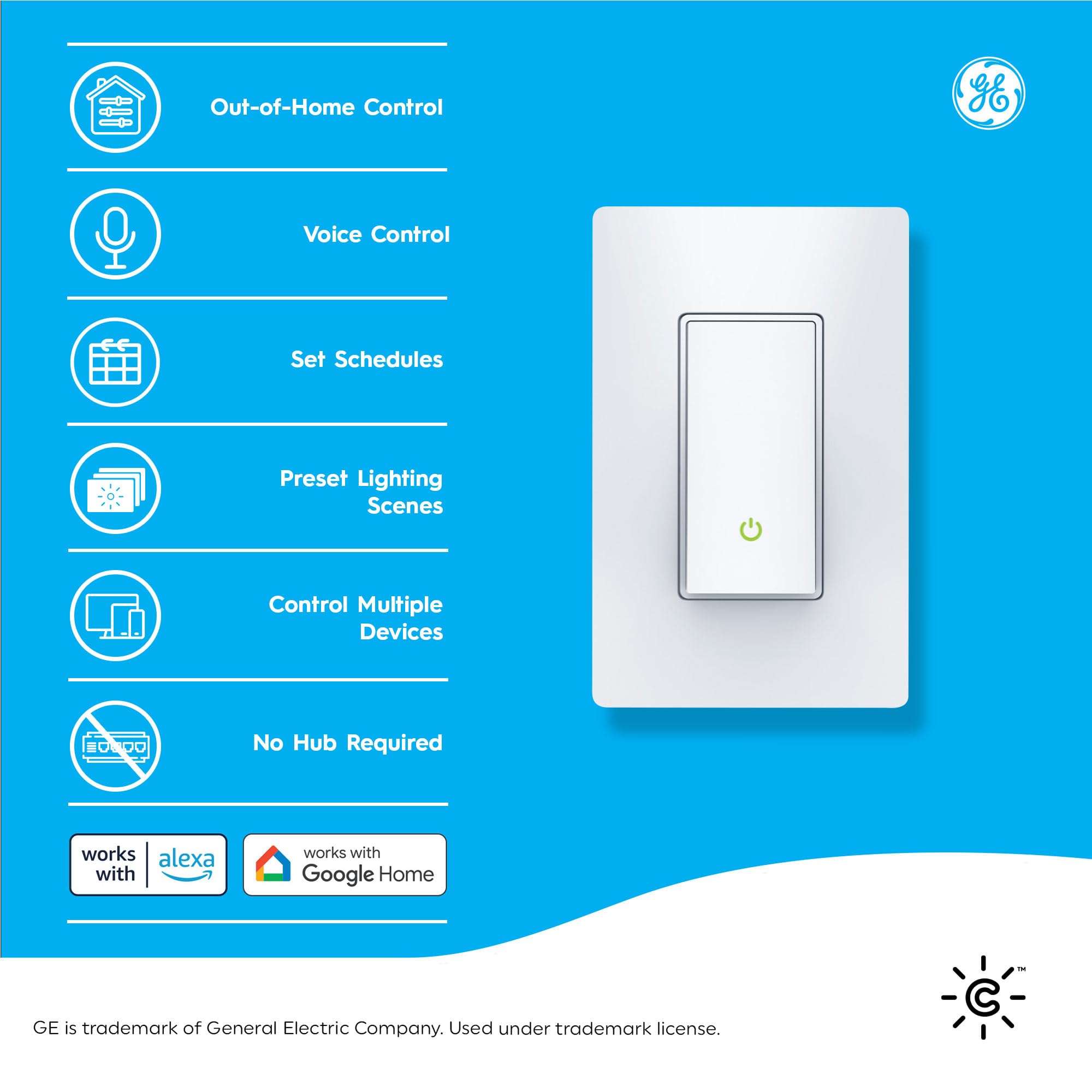 GE CYNC Smart Light Switch No Neutral Wire Required