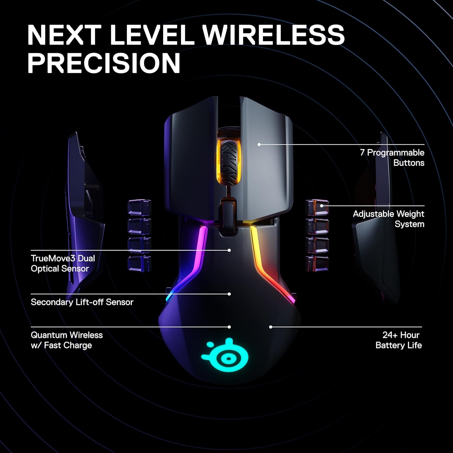 SteelSeries Rival 650 Wireless Gaming Mouse with Rapid Charging