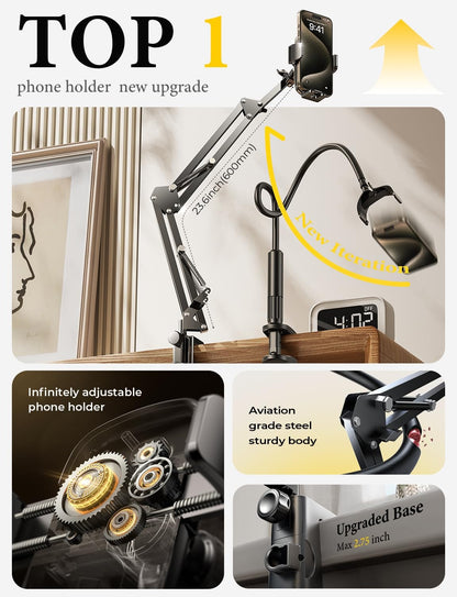 LISEN Gooseneck Phone Holder for Desk Bed 3rd Upgrade