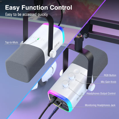 FIFINE AM8T XLR USB Gaming Microphone Kit with Boom Arm