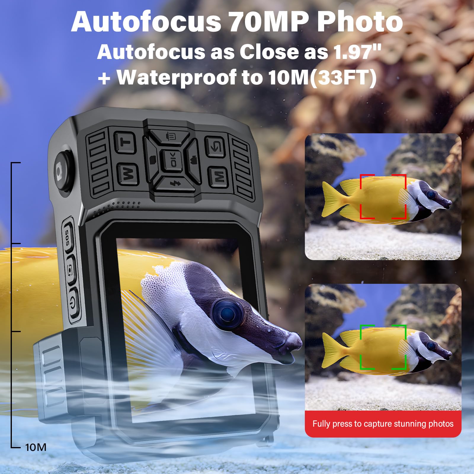 Rugged Waterproof 8K UHD Digital Camera for Snorkeling