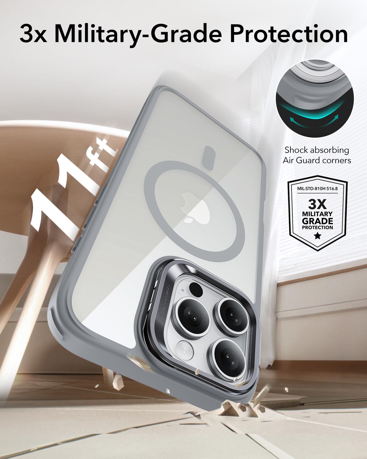 Military-Grade Clear Case for iPhone 16 Pro Max