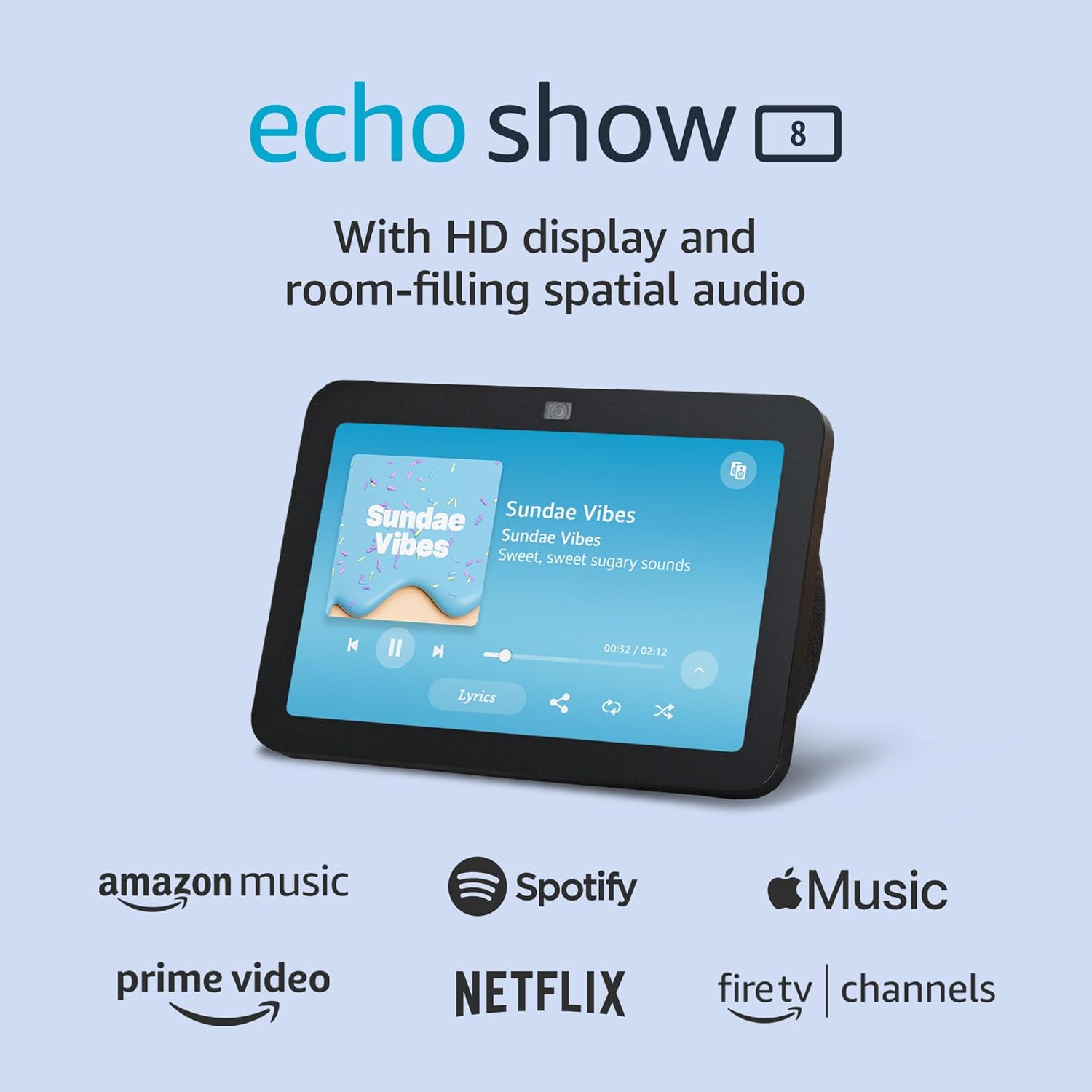 Echo Show 8 With Spatial Audio Smart Home Hub Charcoal