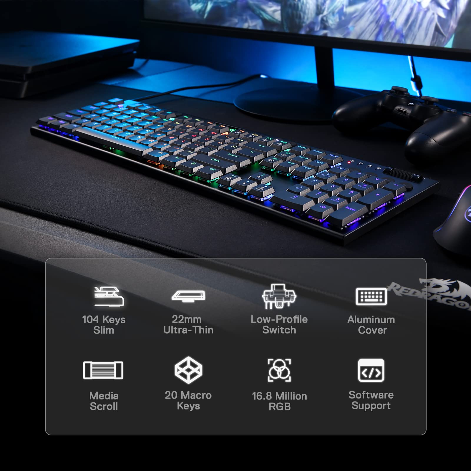 Redragon K618 Pro Wireless RGB Mechanical Keyboard