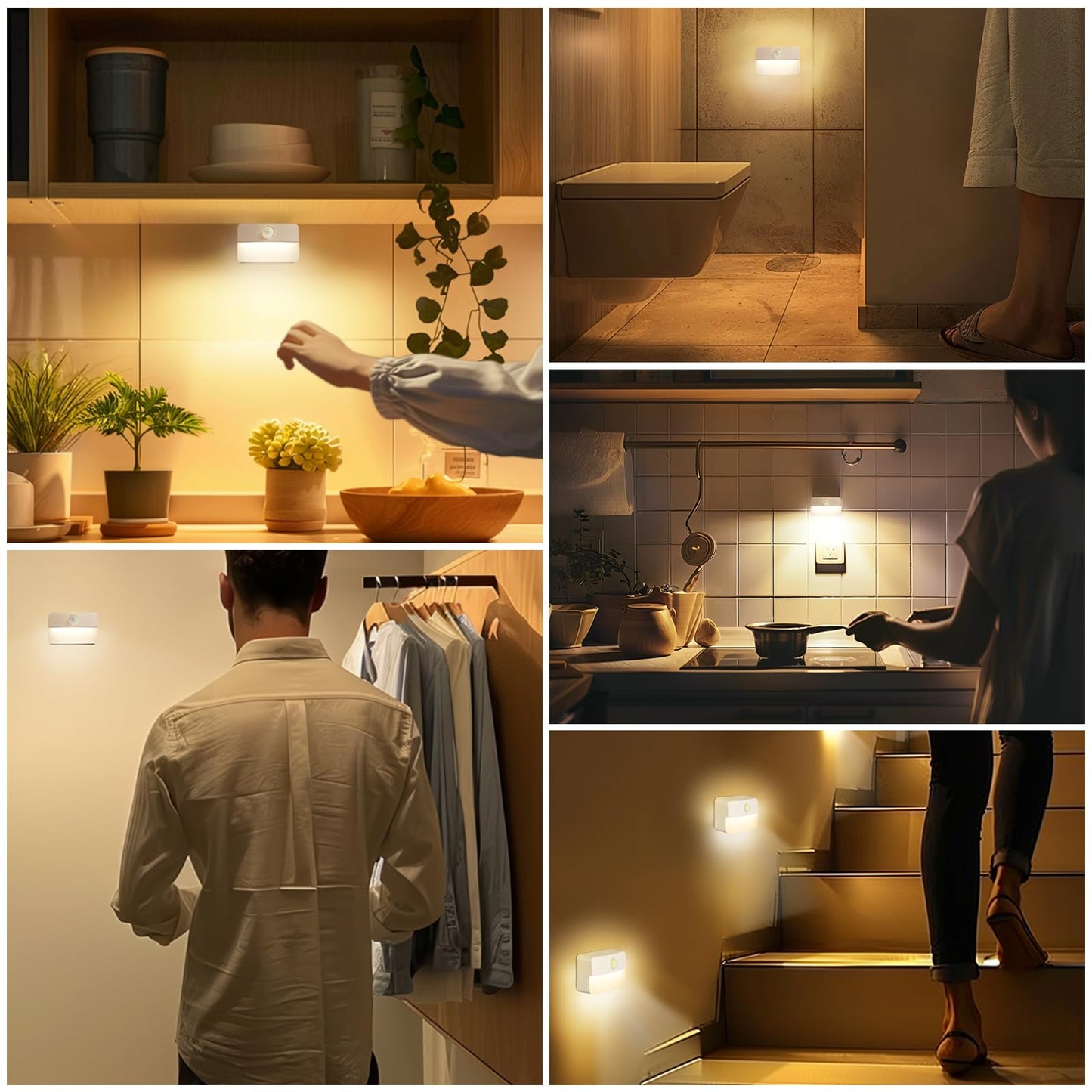 8 Pack Motion Sensor Stair Lights Battery Operated Indoor