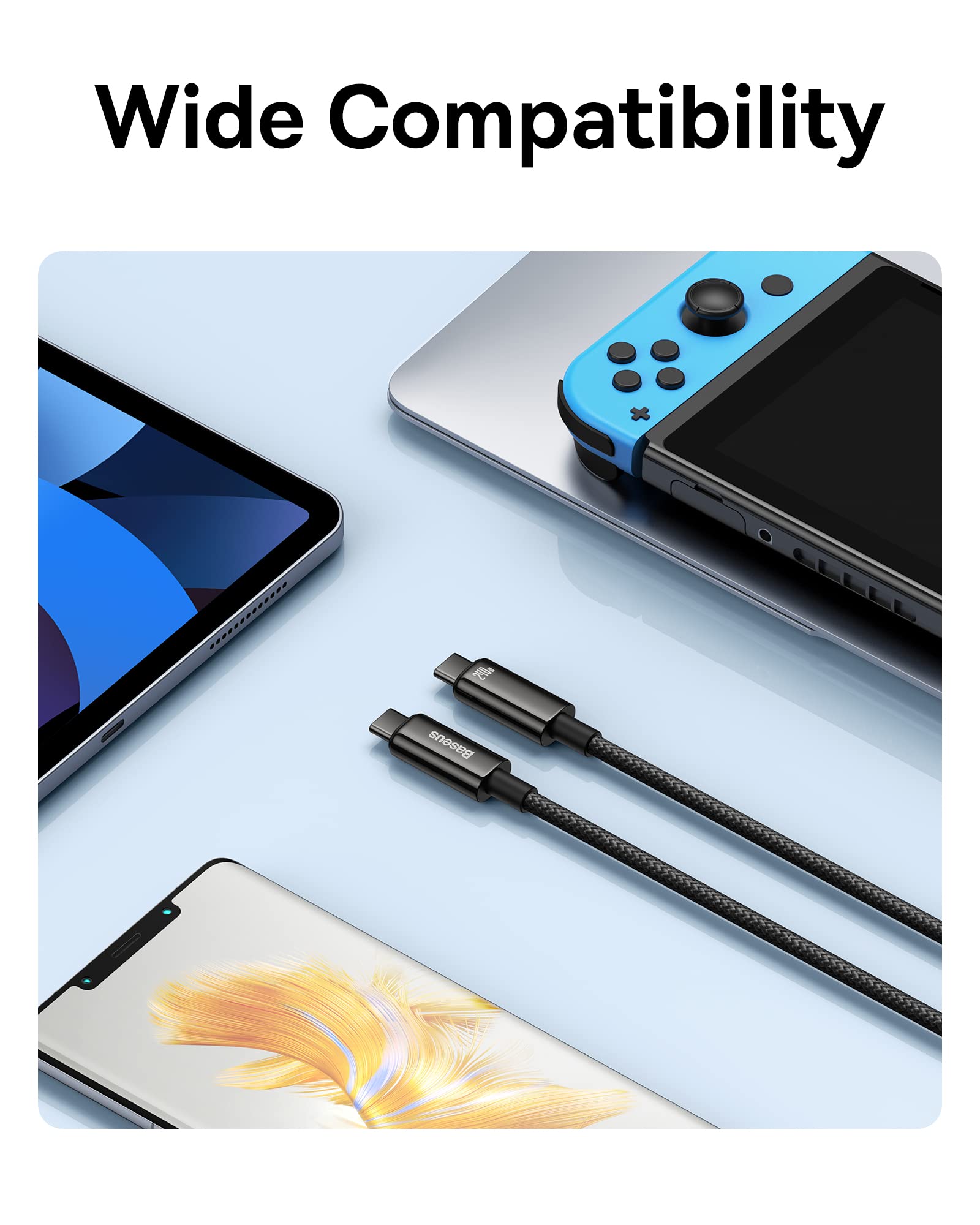 Baseus 240W Fast Charging USB C Cable 6.6ft