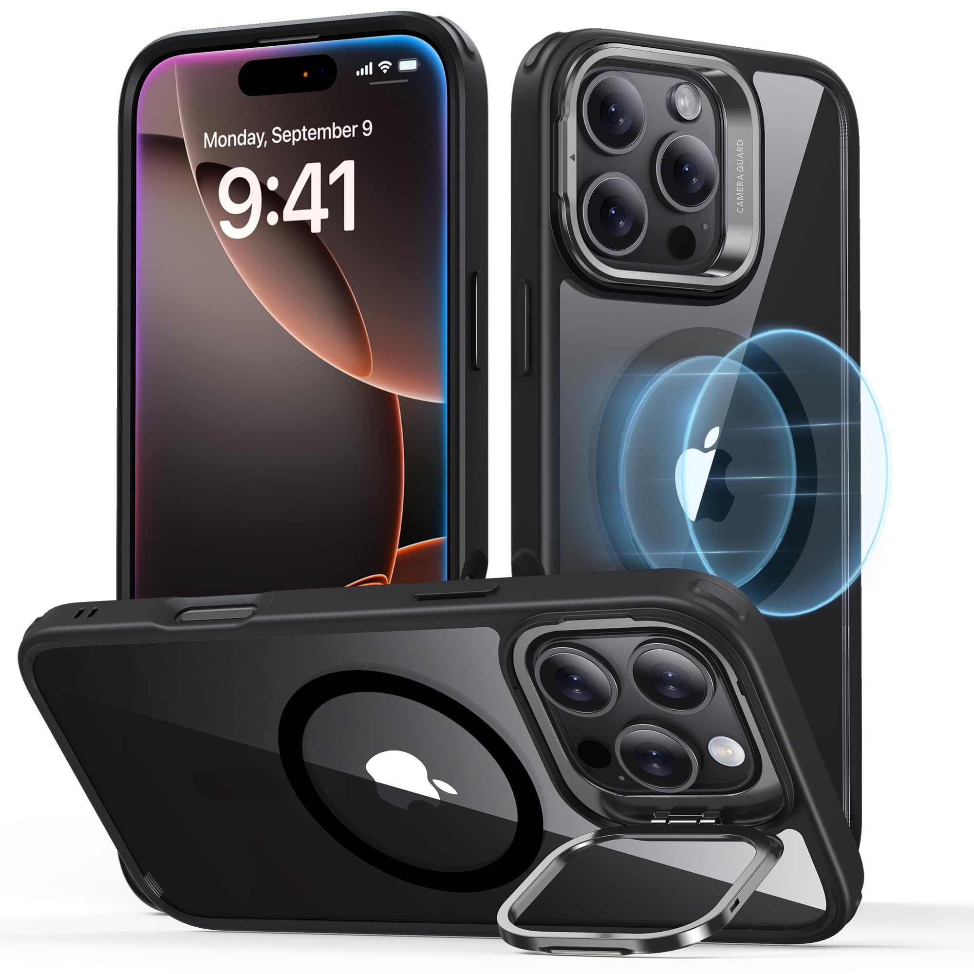 Military-Grade iPhone 16 Pro Max Case with Built-in Stand