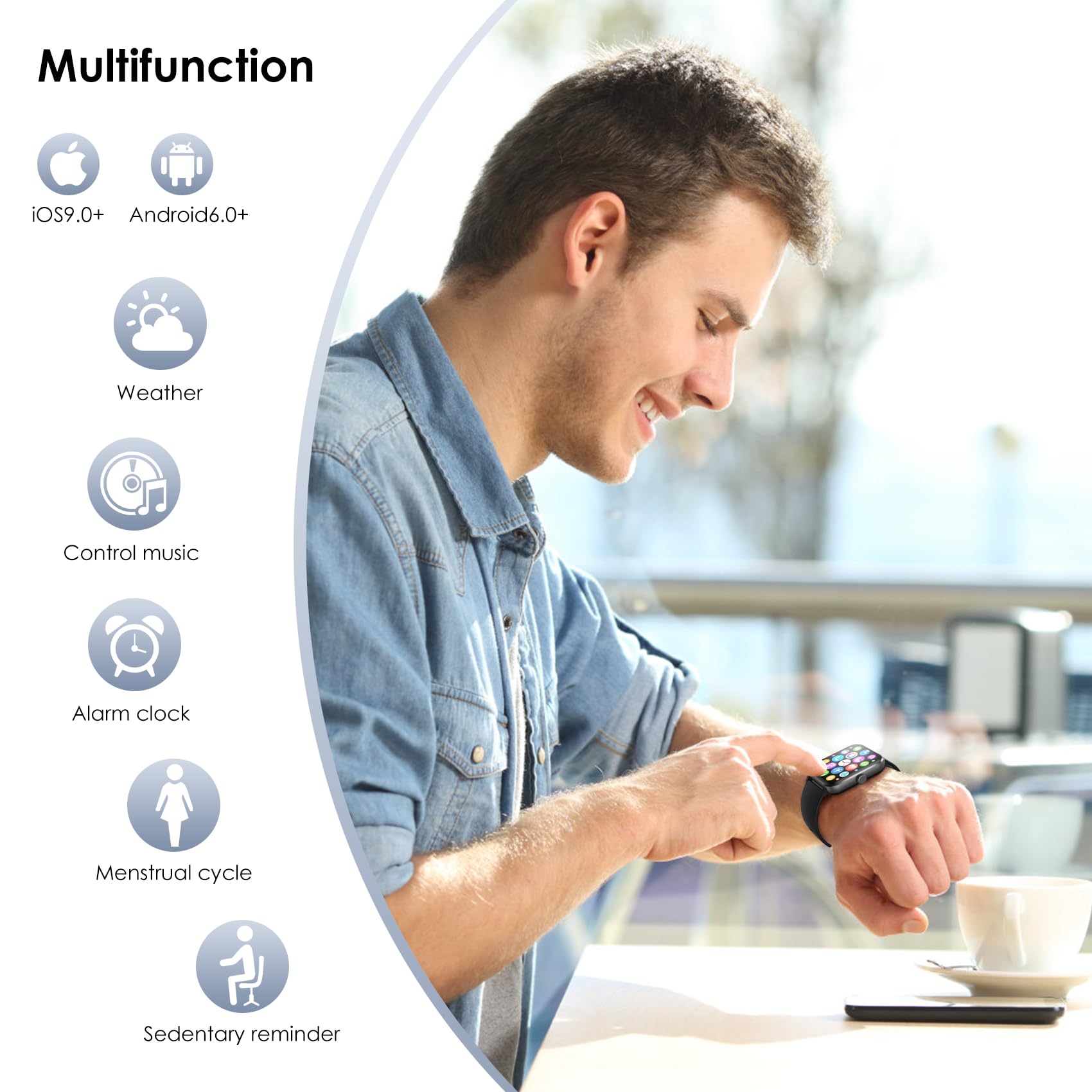 Smartwatch With Health Monitoring For Android And iOS