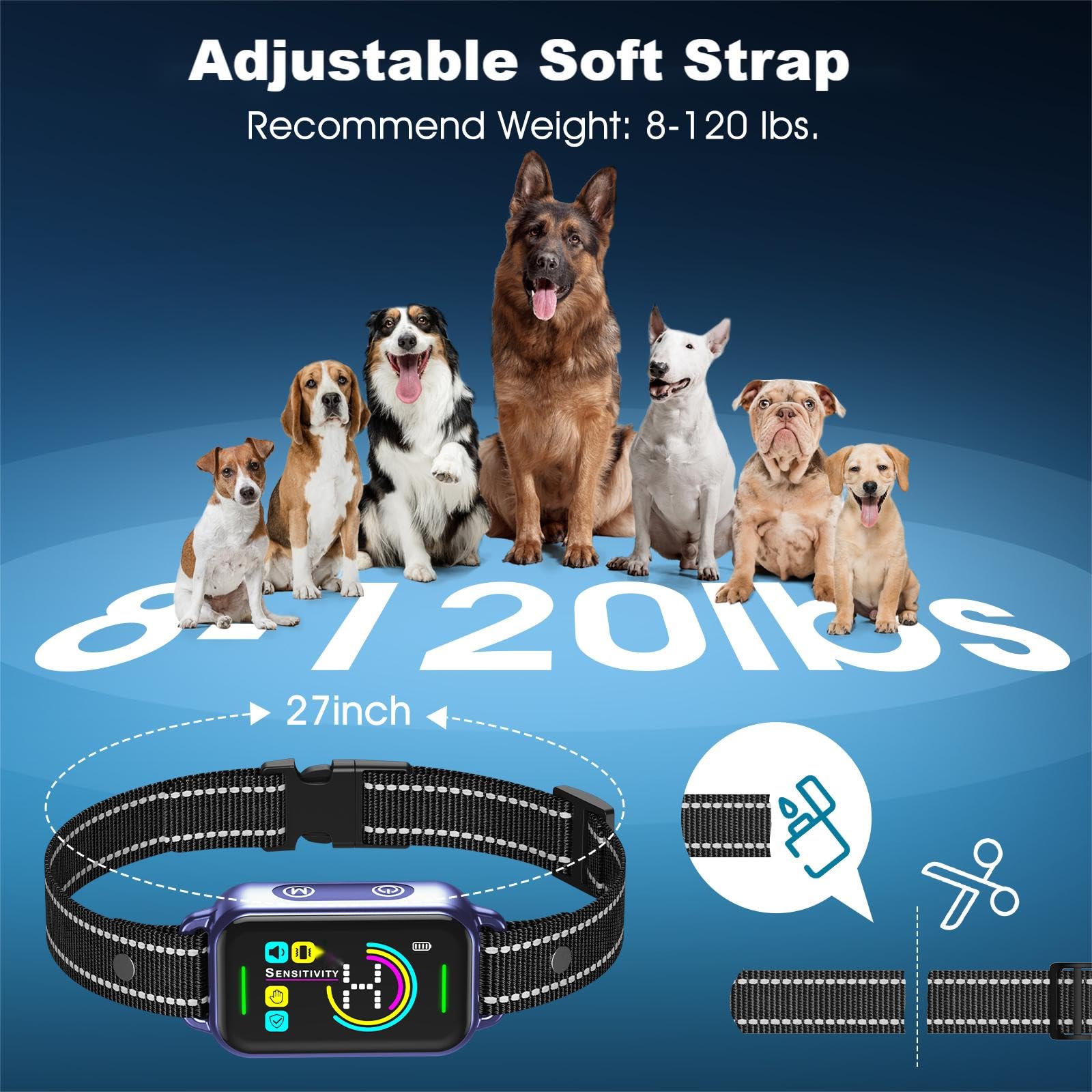 Smart Rechargeable Bark Collar for Dogs with Adjustable Sensitivity