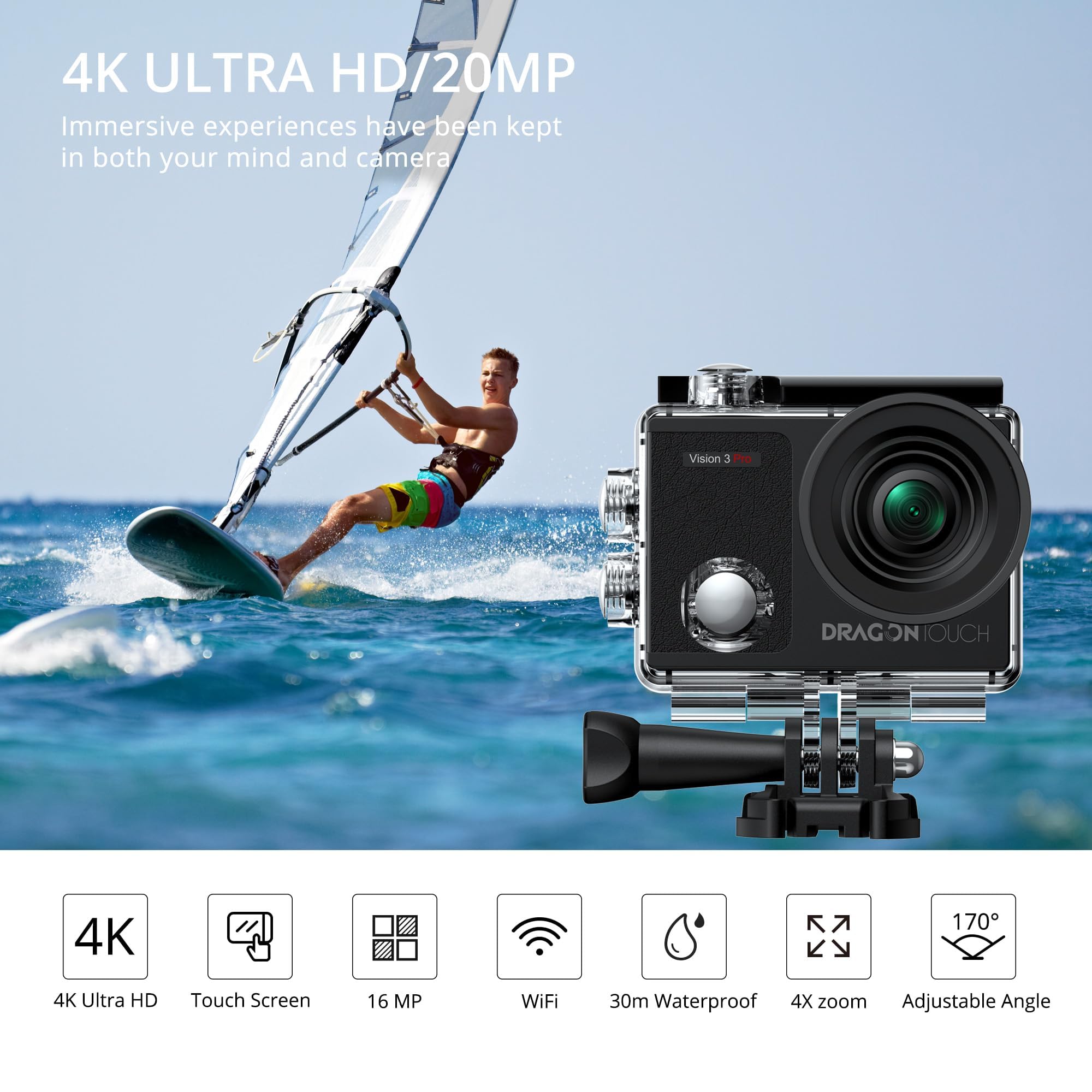 4K Waterproof Action Camera with WiFi and Remote