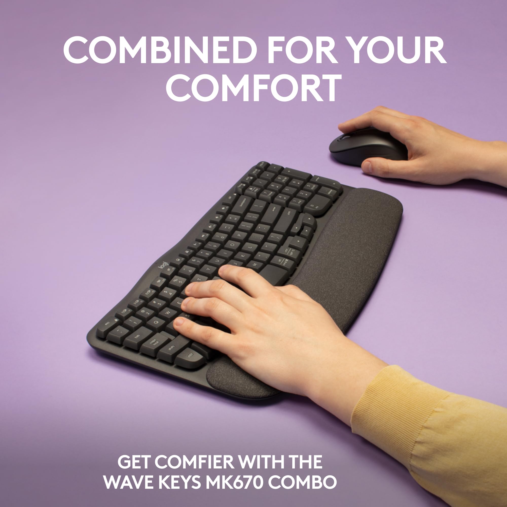 Logitech Wave Keys Wireless Ergonomic Keyboard for Comfort