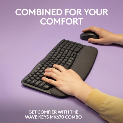 Logitech Wave Keys Wireless Ergonomic Keyboard for Comfort
