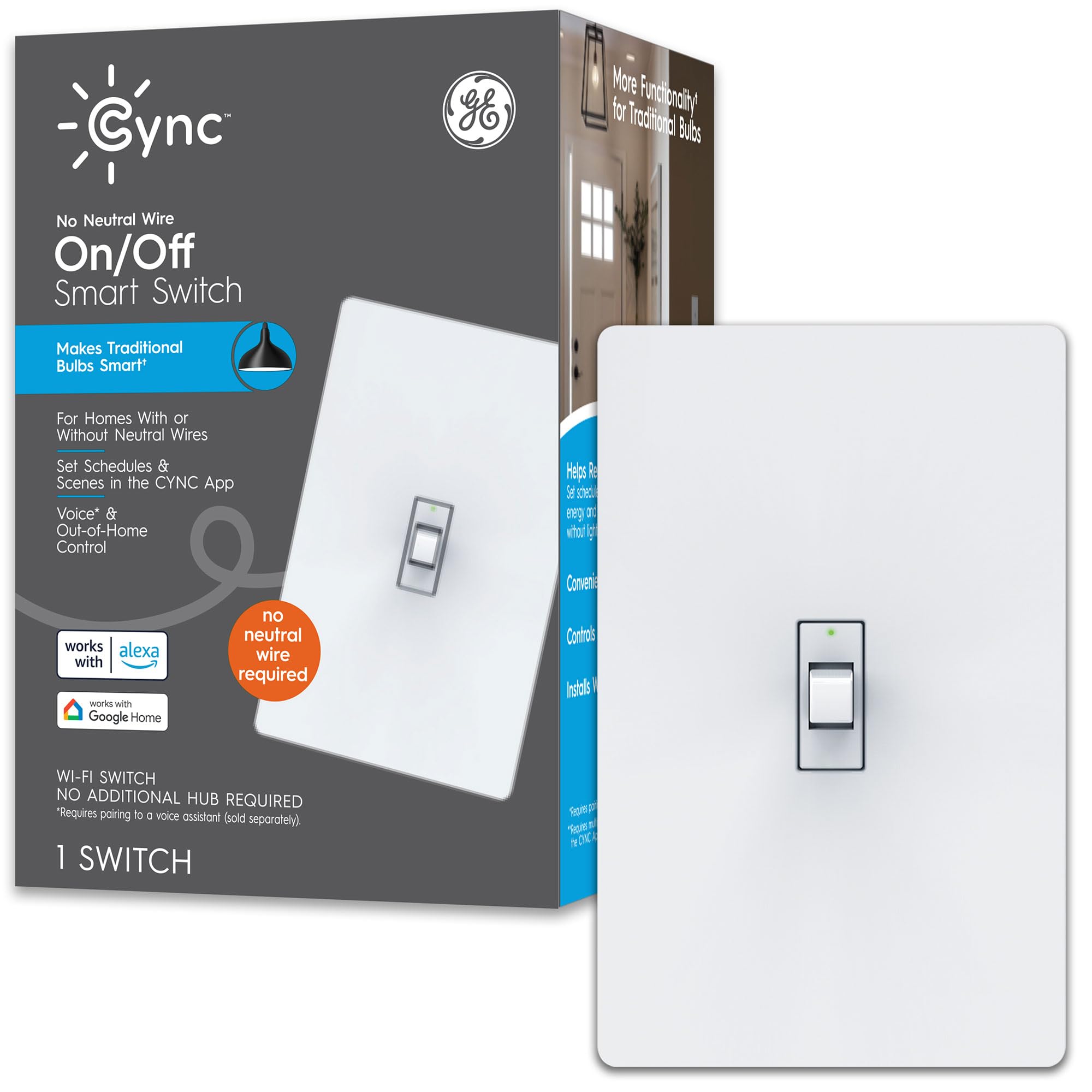 GE CYNC Smart Light Switch No Neutral Wire Required