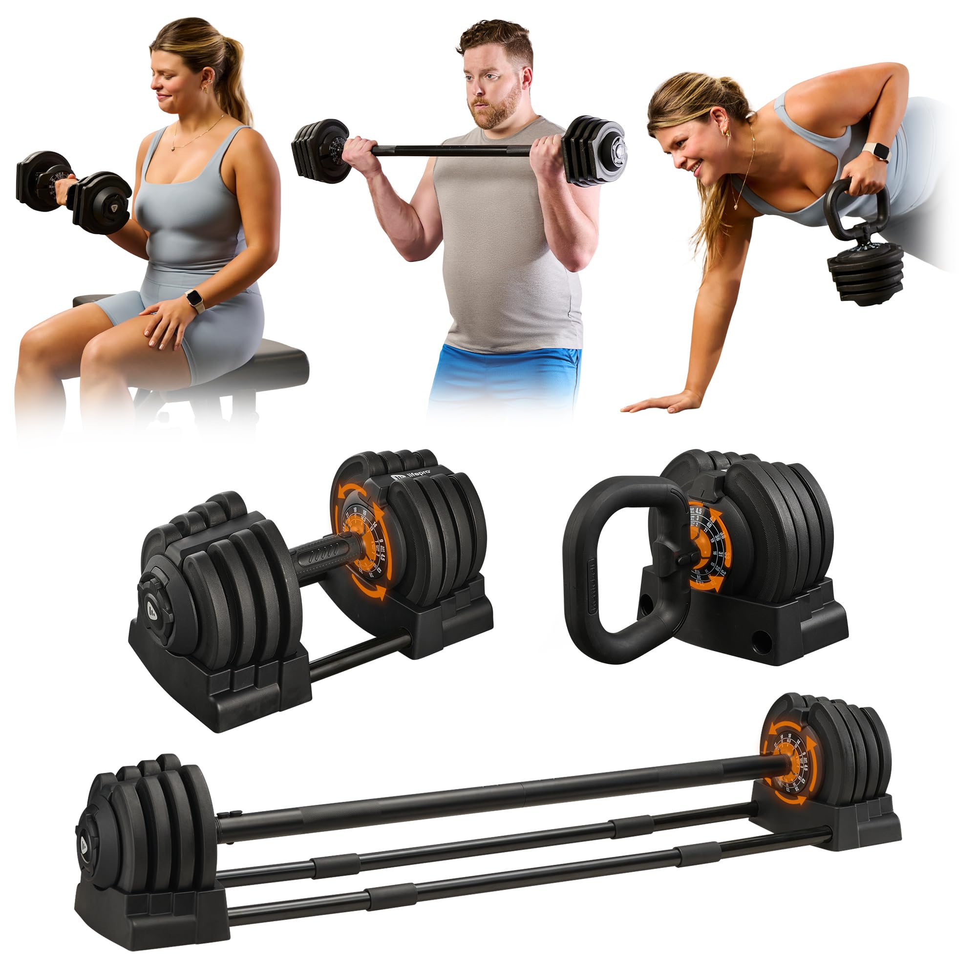 Adjustable Dumbbells Set with Rack for Home Gym