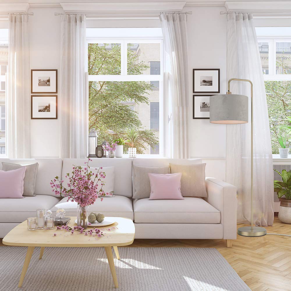 Brass Floor Lamp with White Shade for Modern Decor