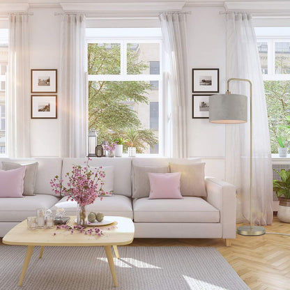 Brass Floor Lamp with White Shade for Modern Decor