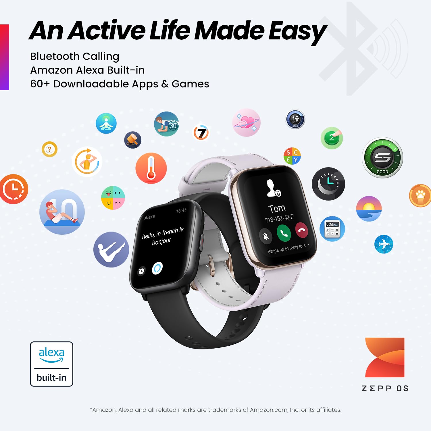 Amazfit Active Smart Watch 42mm GPS with Alexa Built In