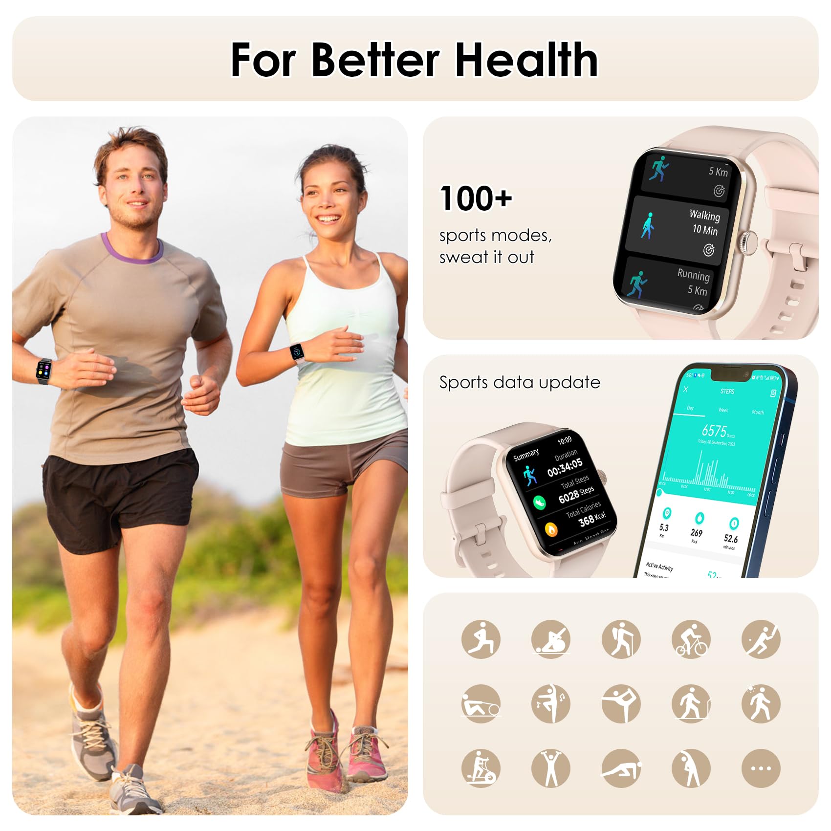 Smartwatch With Health Monitoring For Android And iOS