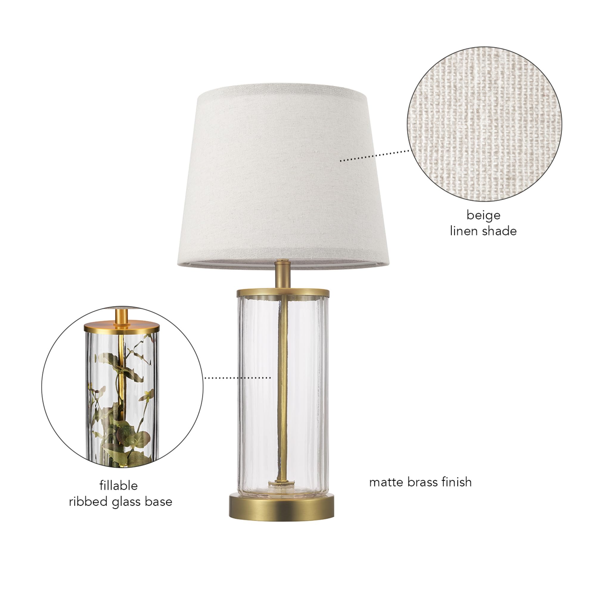 Maya 21 Inch Clear Glass Fillable Table Lamp