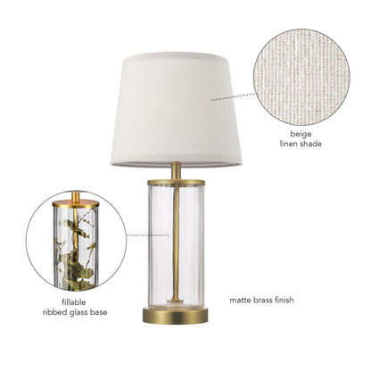 Maya 21 Inch Clear Glass Fillable Table Lamp