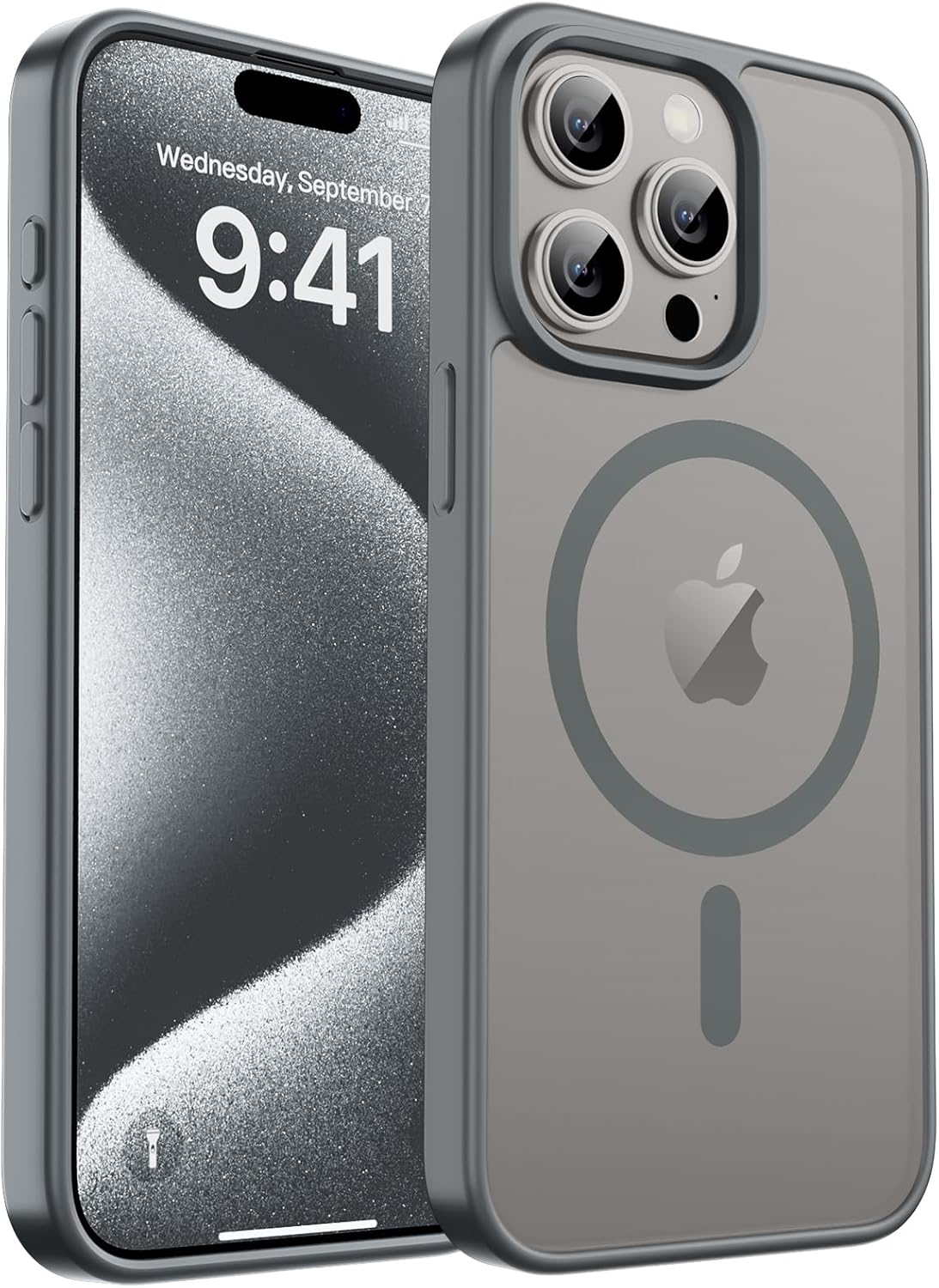 MagSafe Compatible iPhone 14 15 Case Matte Shockproof Anti Scratch Black