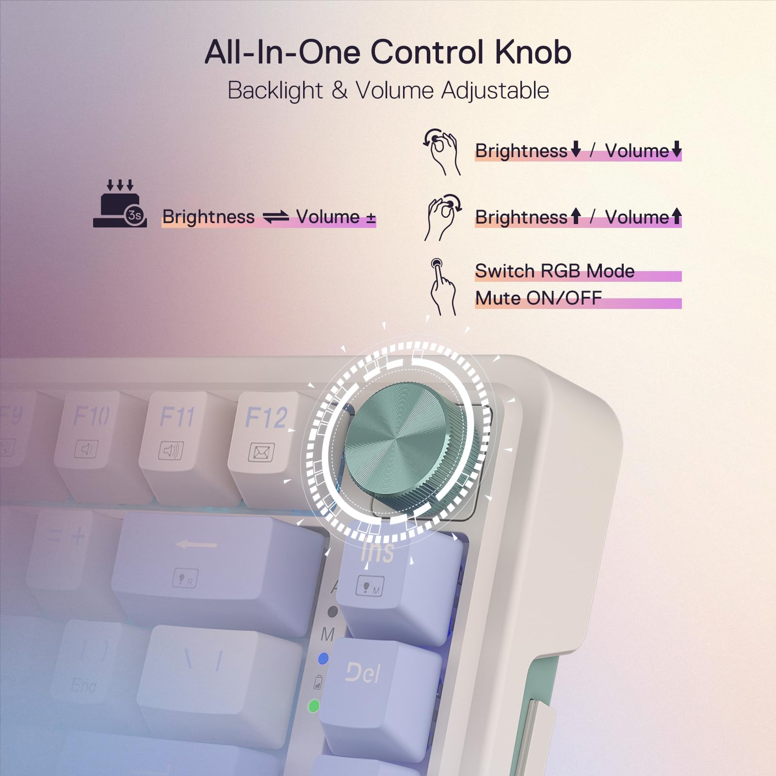 Redragon K673 Pro Wireless RGB Gaming Keyboard with Custom Knob