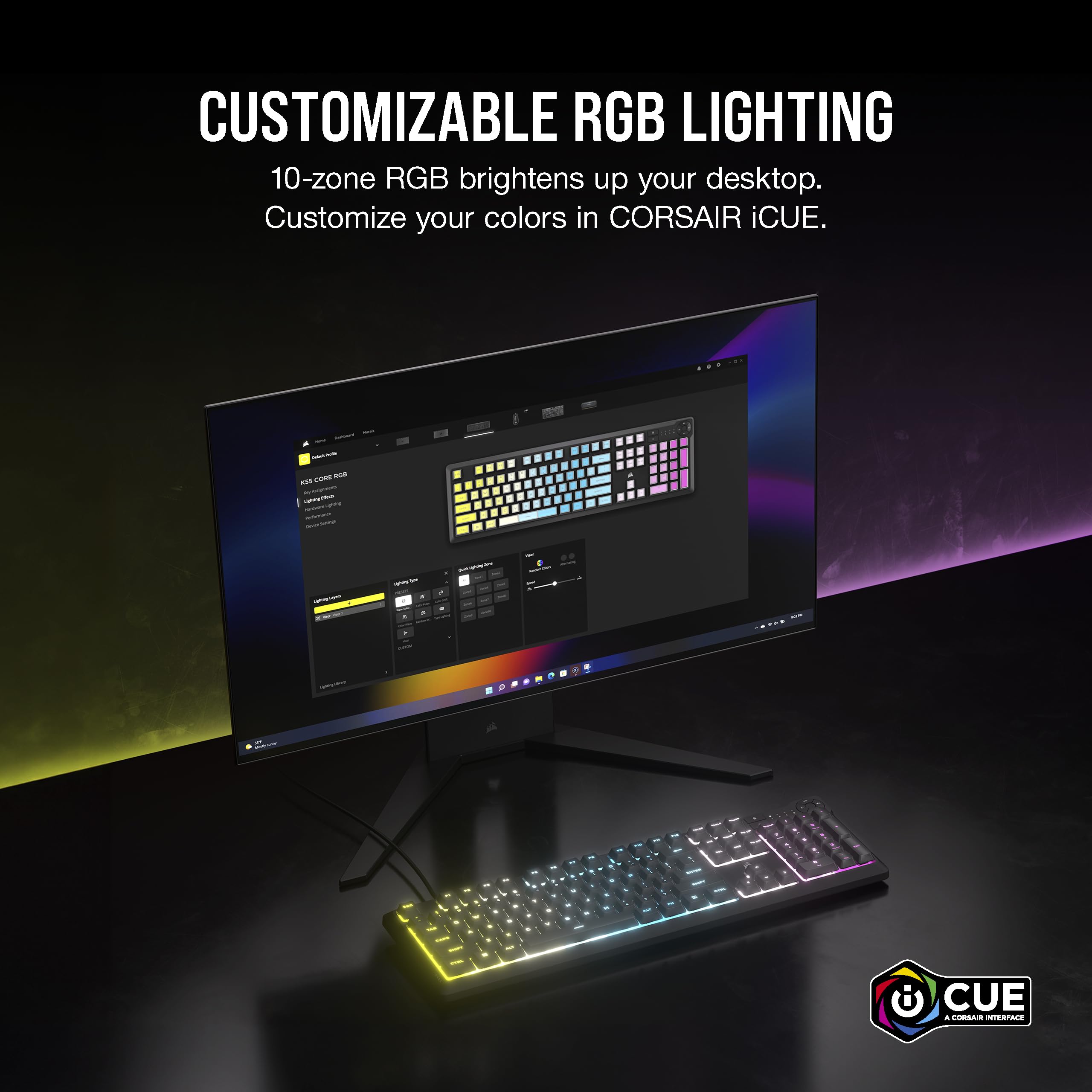 Corsair K55 RGB Pro Gaming Keyboard with Macro Keys