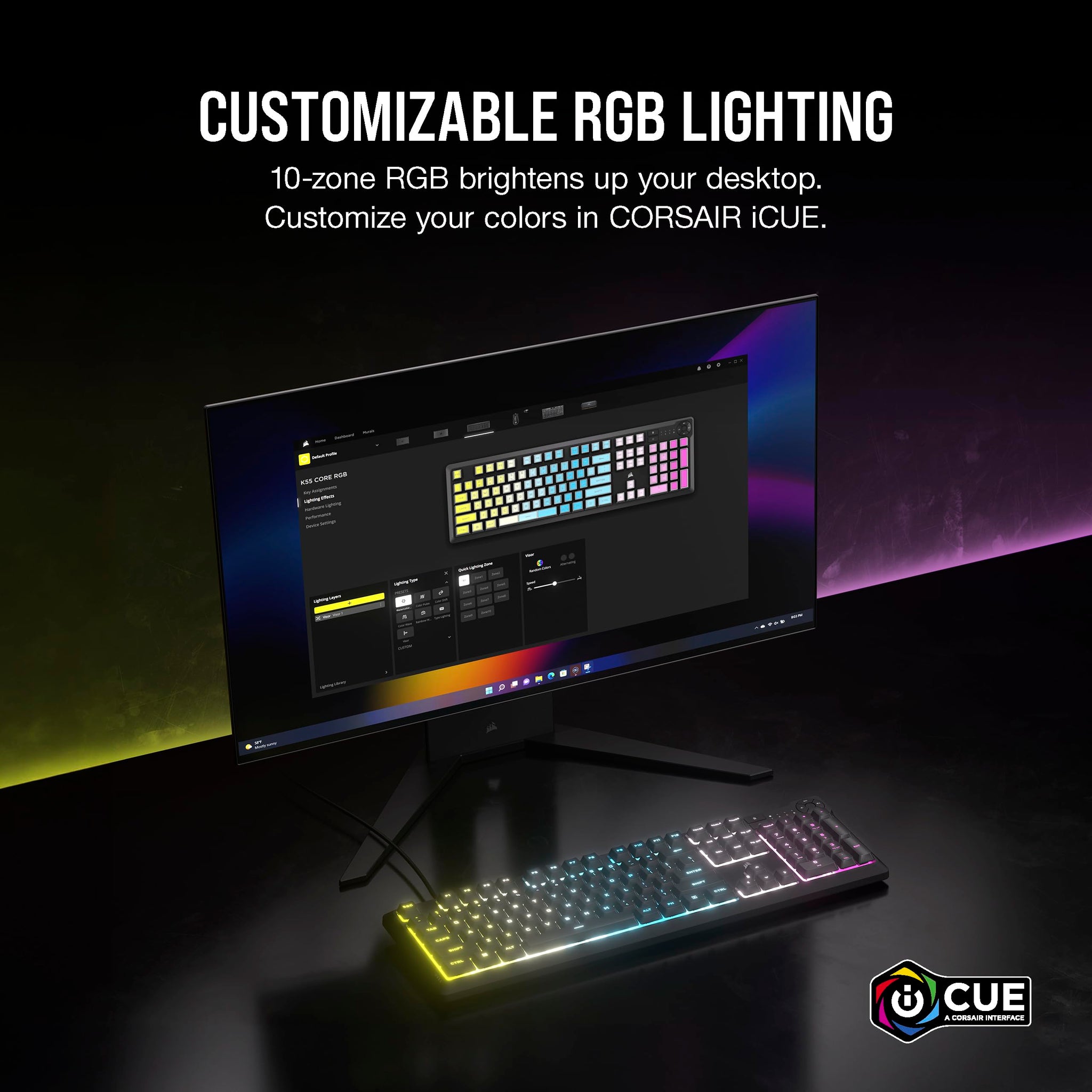 Corsair K55 RGB Pro Gaming Keyboard with Macro Keys
