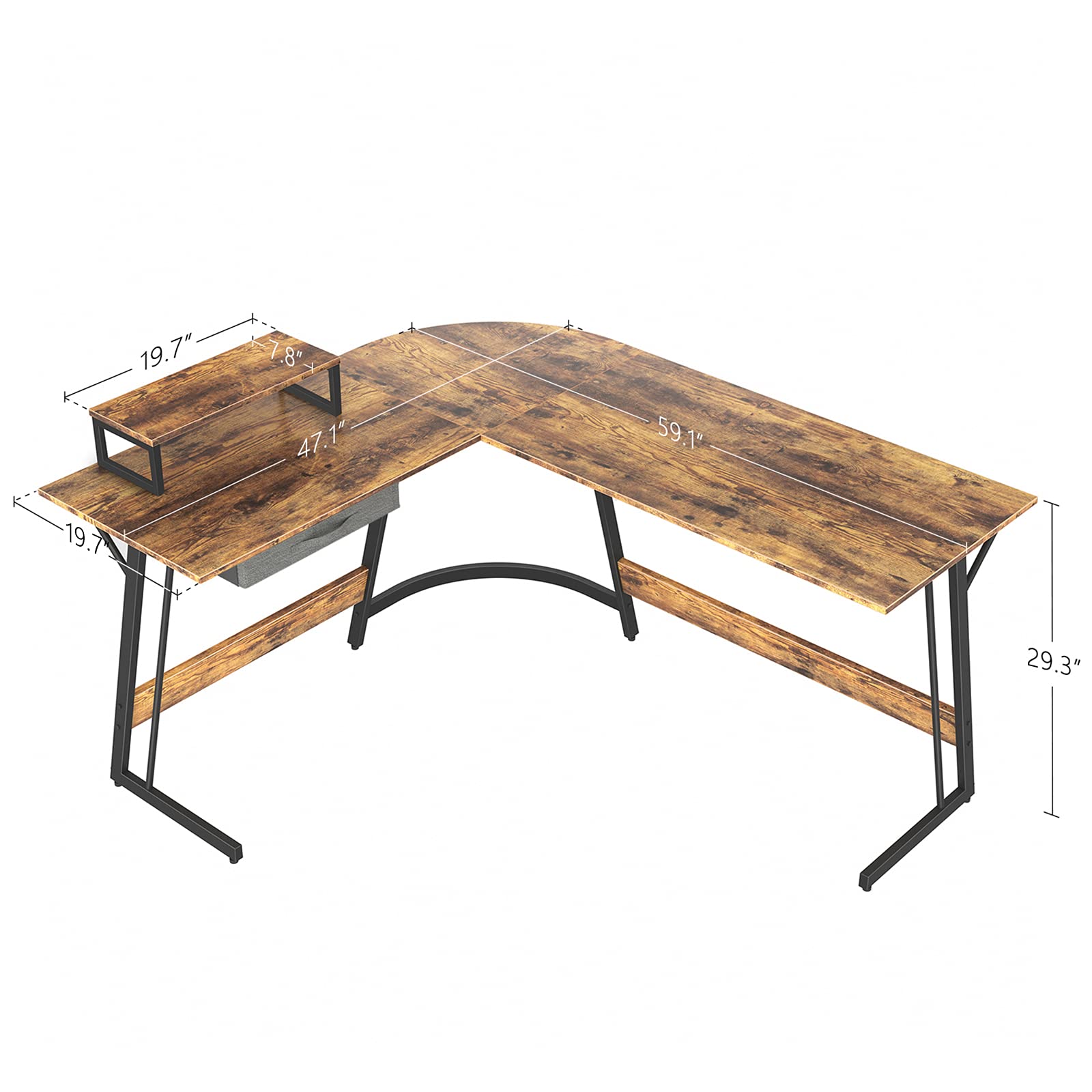 CubiCubi L Shaped Gaming Desk with Carbon Fiber Surface