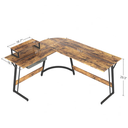 CubiCubi L Shaped Gaming Desk with Carbon Fiber Surface