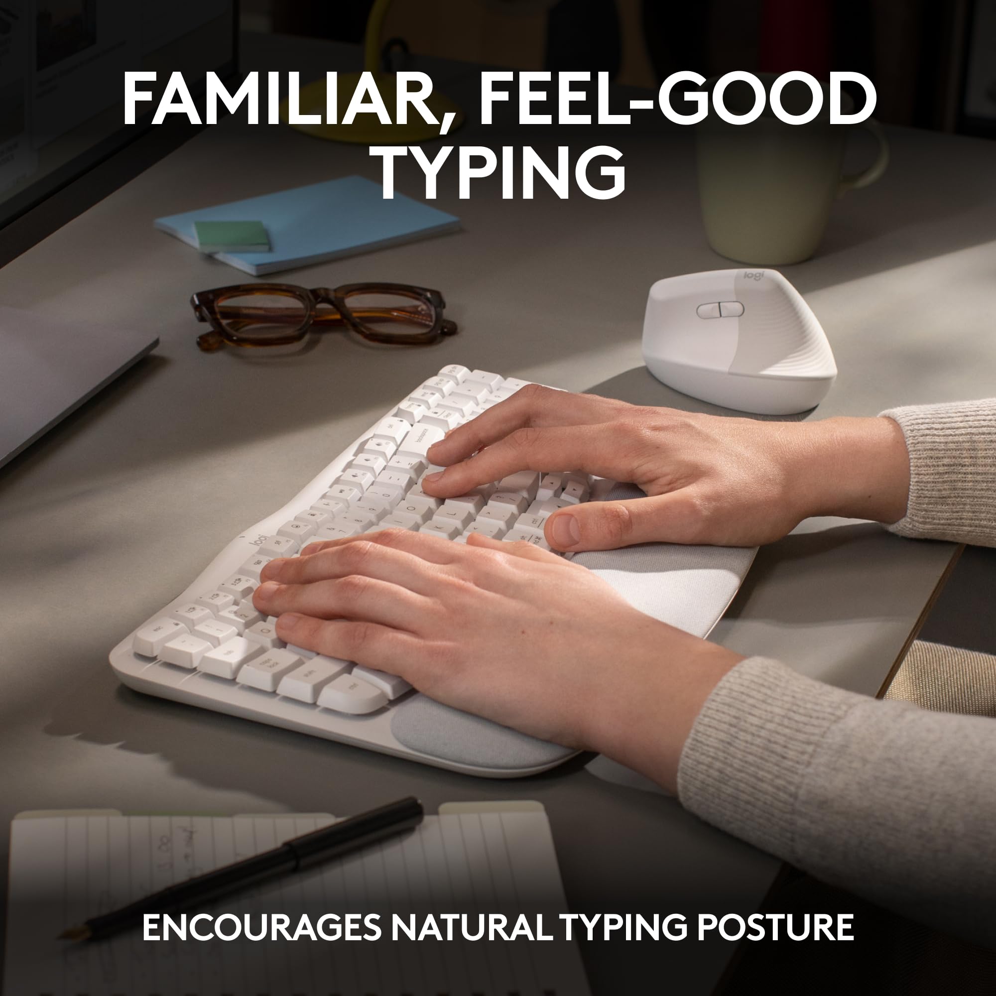 Logitech Wave Keys Wireless Ergonomic Keyboard for Comfort