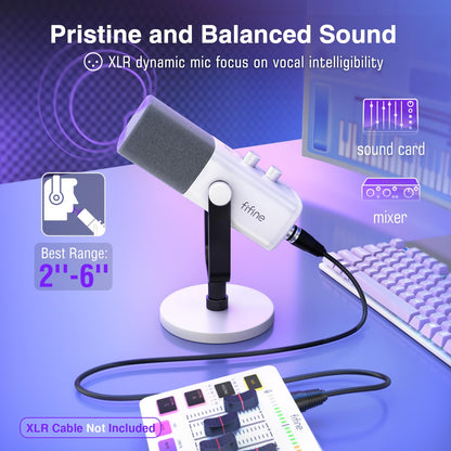 FIFINE USB XLR Dynamic Microphone AM8 Mute Button RGB Light