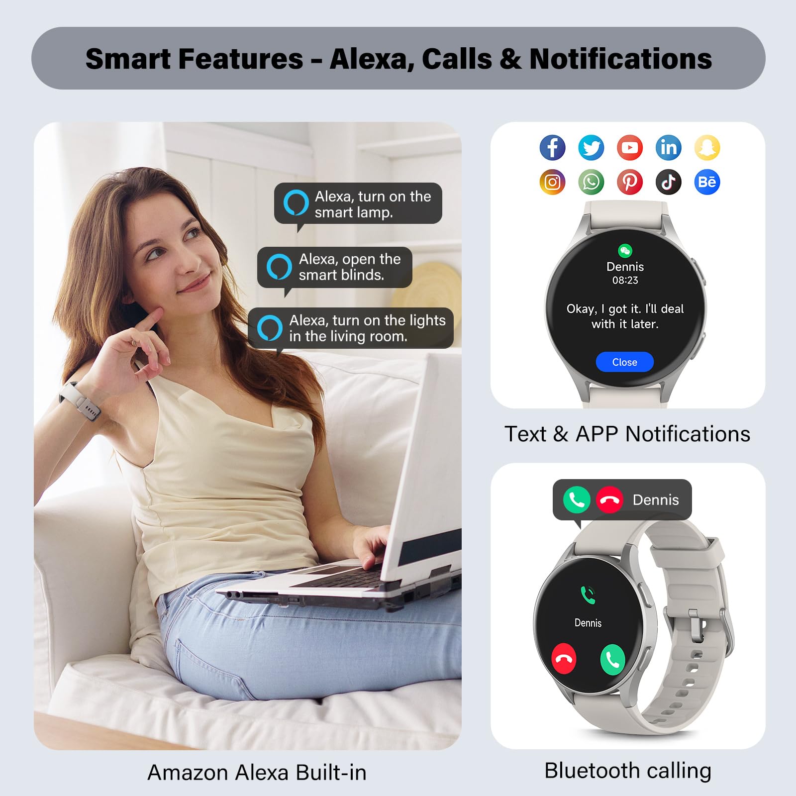 Smart Watch For Women With Alexa Health Tracking AMOLED