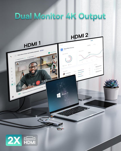 Baseus USB C Docking Station Dual Monitor 4K 120Hz 9 In 1