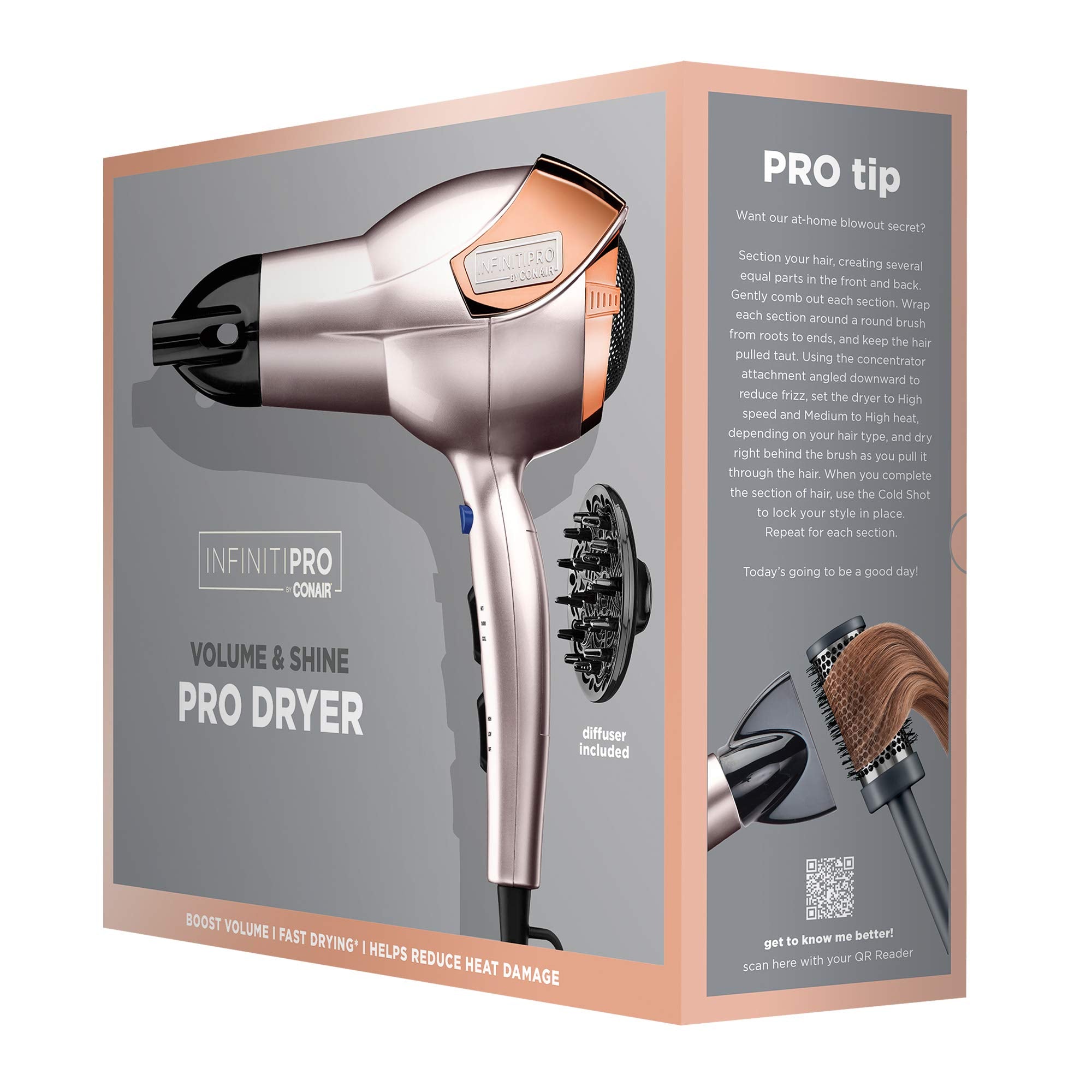 InfinitiPRO Hair Dryer With Diffuser For Faster Drying