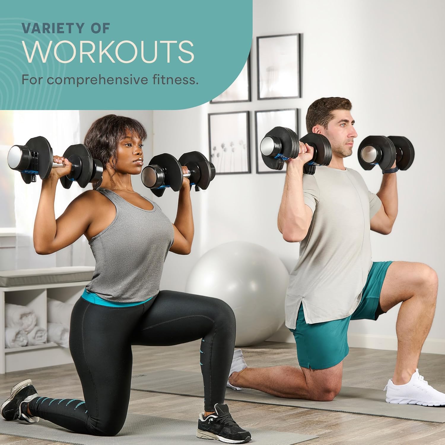 Adjustable Dumbbells Set with Rack for Home Gym