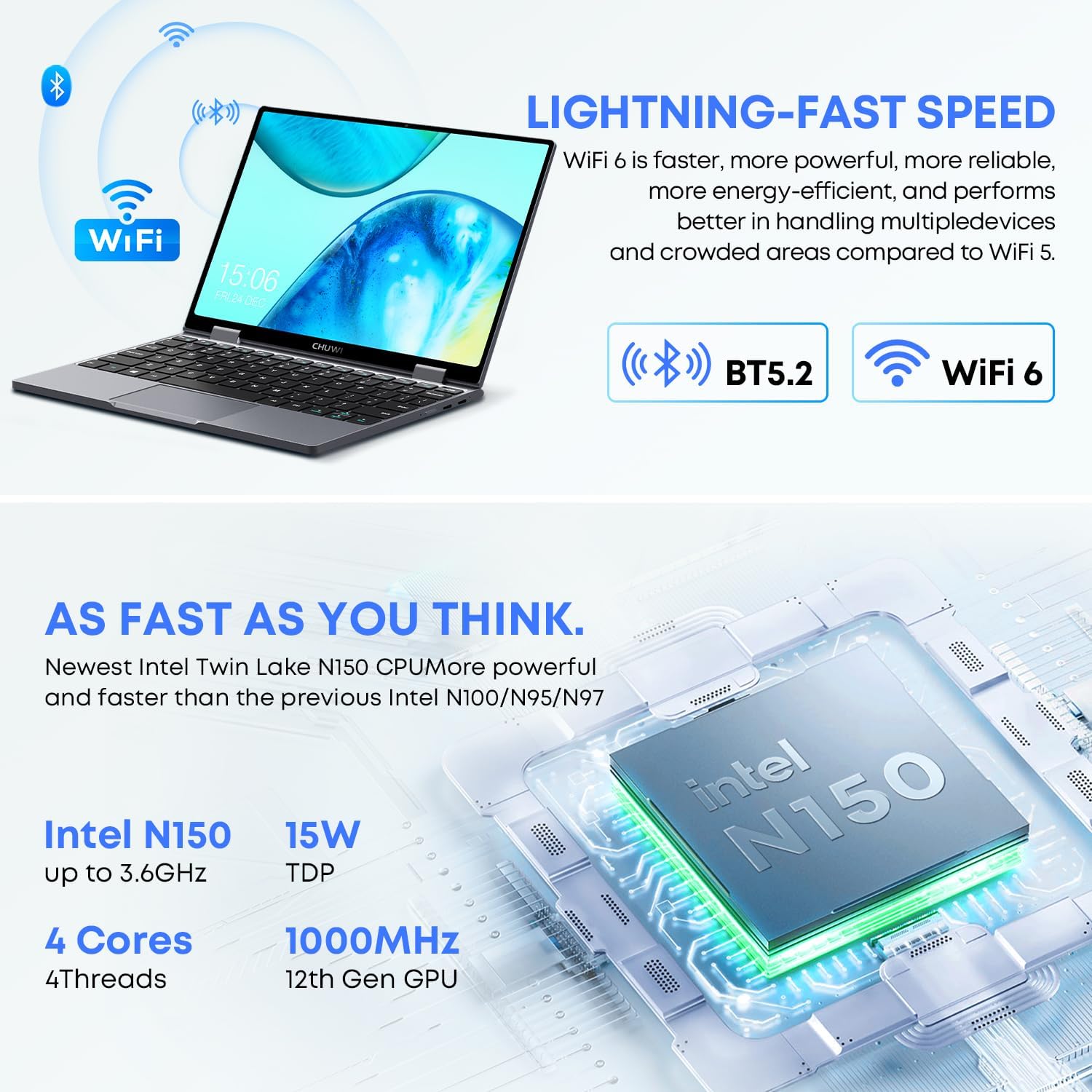 CHUWI Minibook X 2 in 1 Laptop with Touchscreen