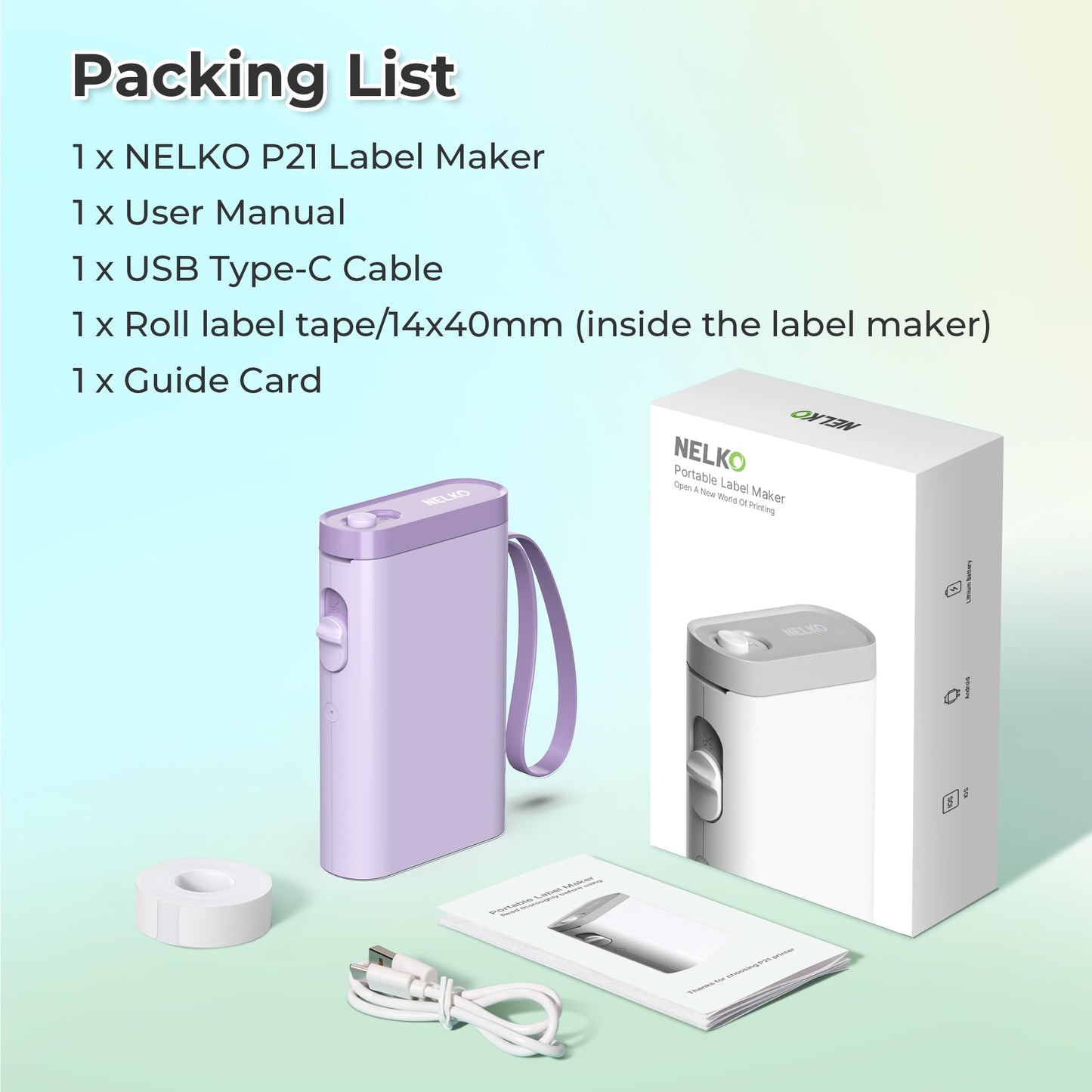 Nelko P21 Bluetooth Label Maker With Tape Wireless Printer