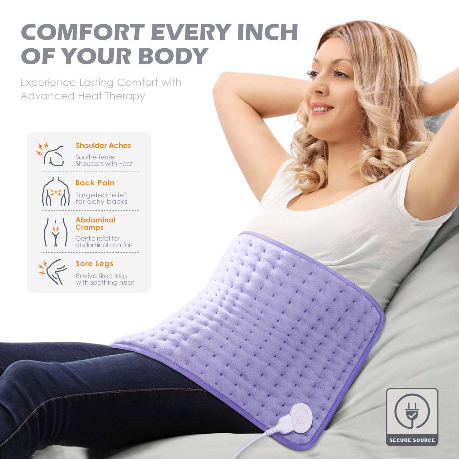 Electric Heating Pad for Back Pain Relief with Auto Off