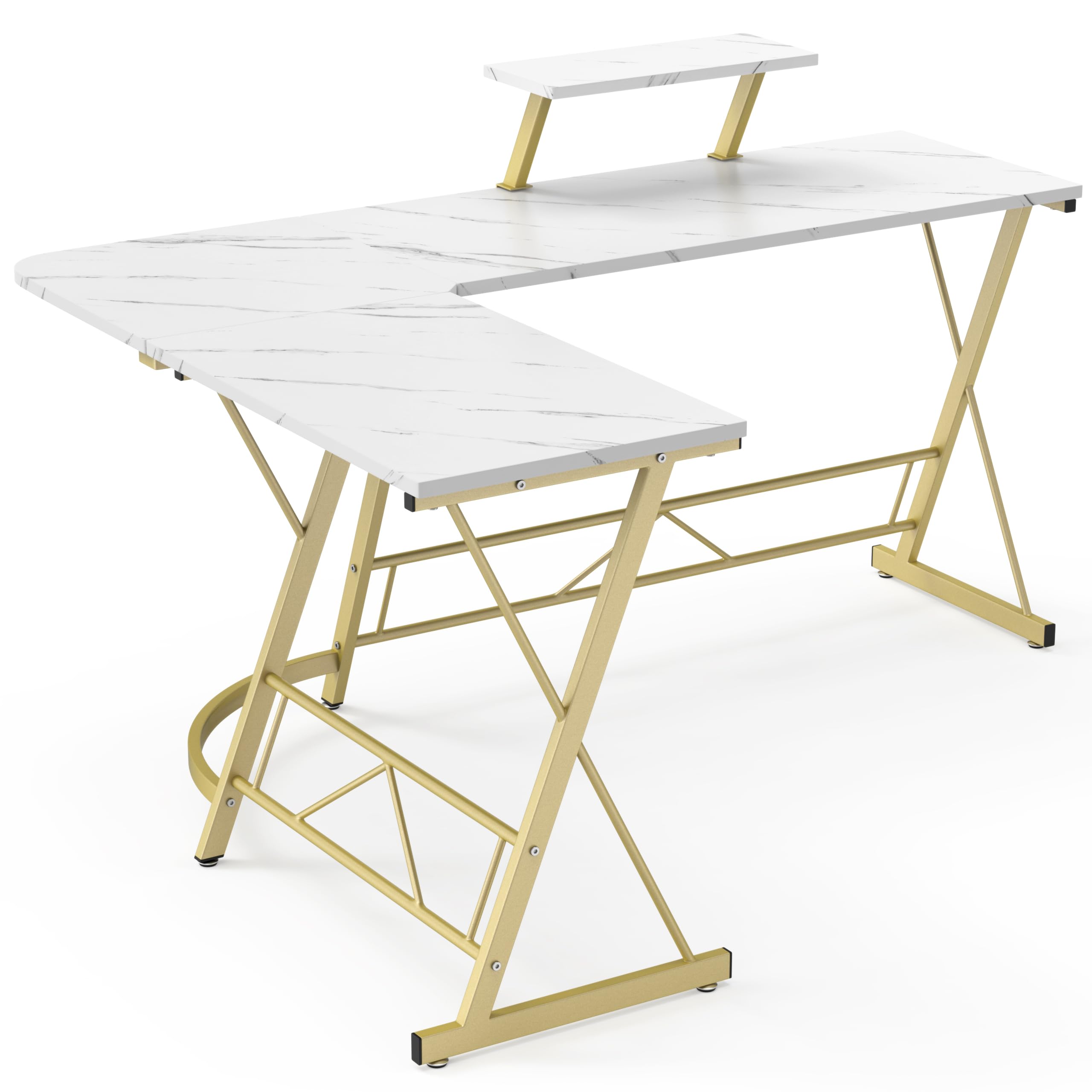 L Shaped Gaming Desk with Large Monitor Stand