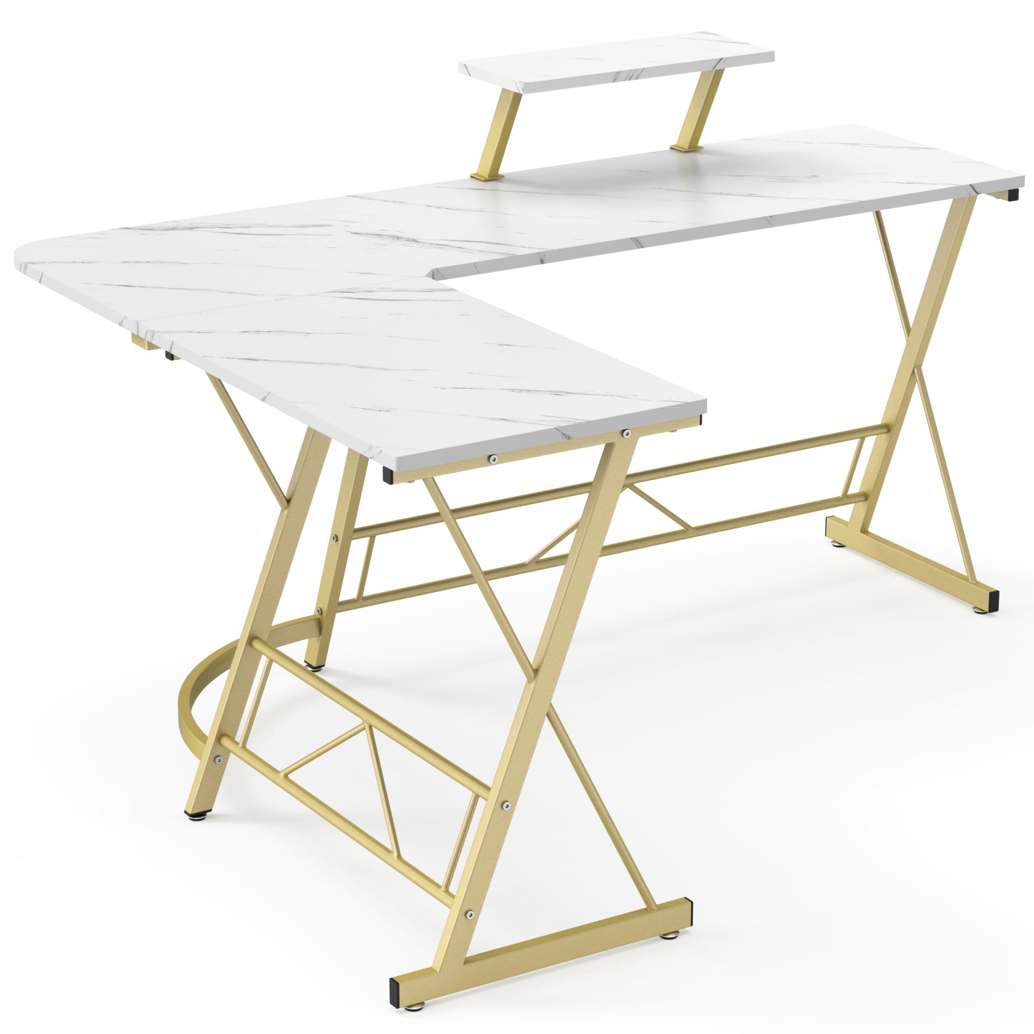 L Shaped Gaming Desk with Large Monitor Stand