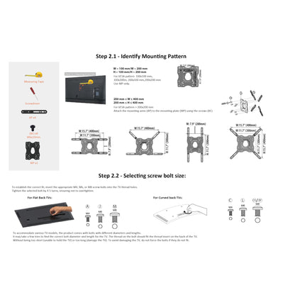 Amazon Basics Full Motion Wall Mount for 26 to 55 TVs Black