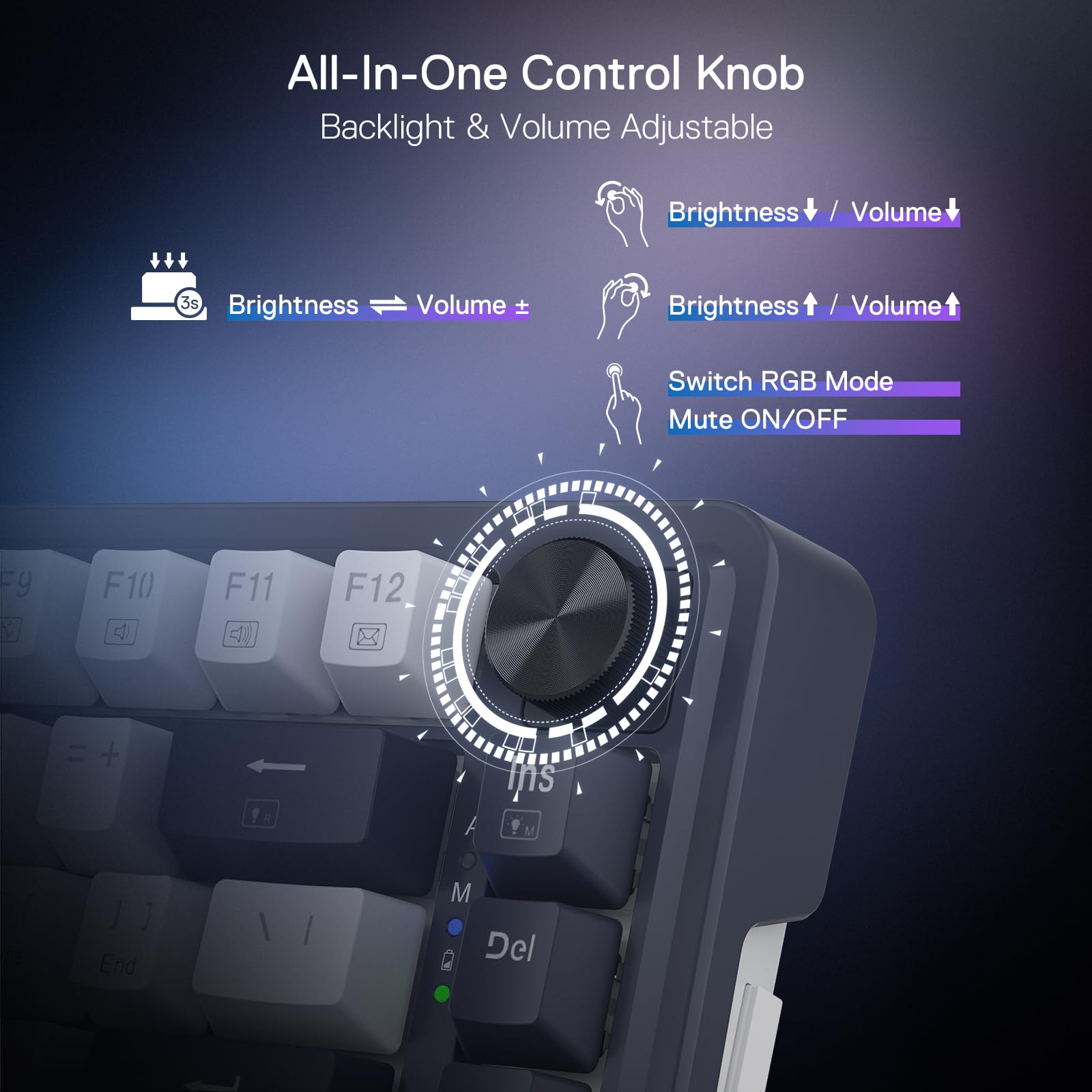 Redragon K673 Pro Wireless RGB Gaming Keyboard with Custom Knob