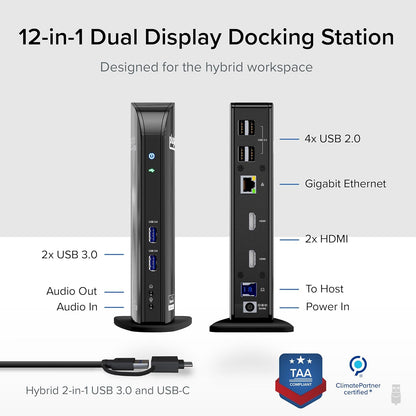 Plugable Universal Laptop Docking Station Dual HDMI USB C