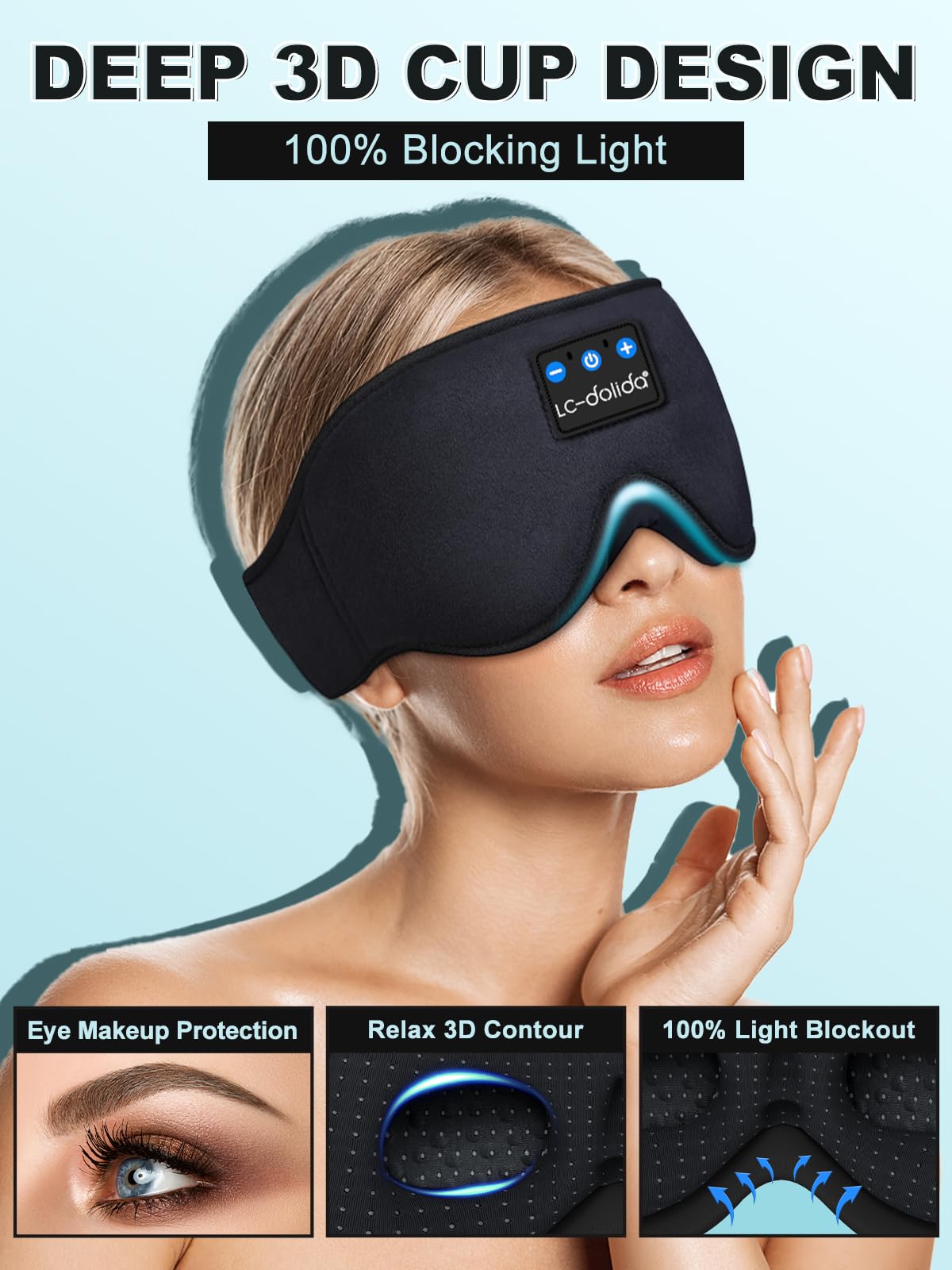 Sleep Headphones Bluetooth Eye Mask for Side Sleepers