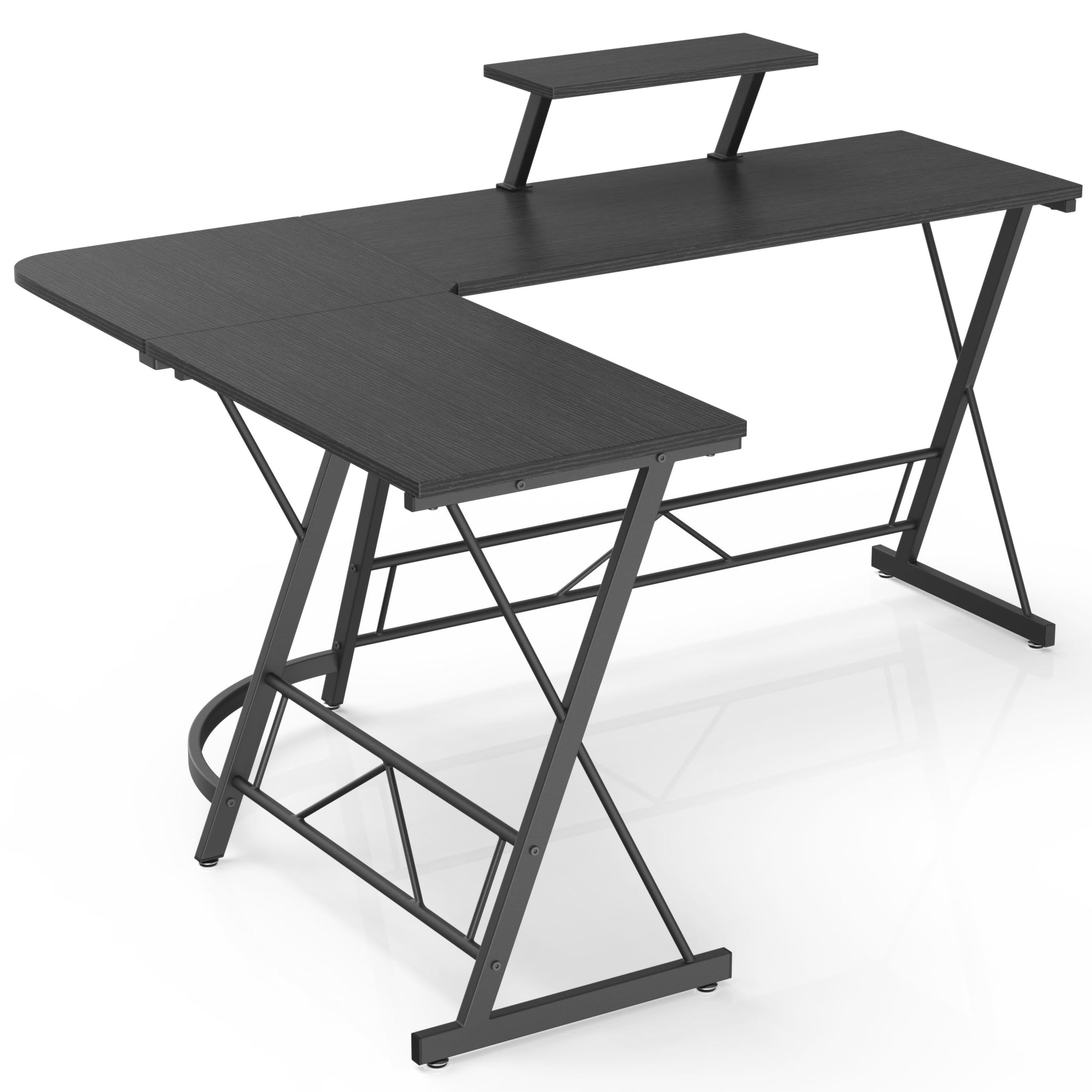 L Shaped Gaming Desk with Large Monitor Stand