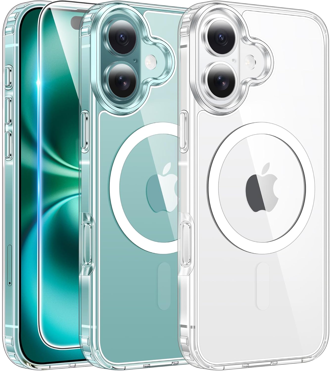 FNTCASE IPhone 16 Case Clear Magnetic MagSafe Screen Protector Drop Proof Rugged