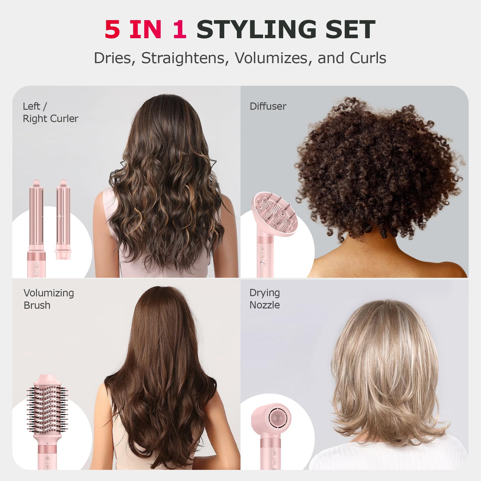 5 In 1 Hair Dryer Brush for Frizz Free Volume
